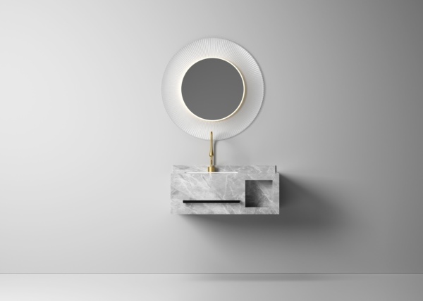 Раковина-моноблок Sapbox SB-WF-MJJ-80M406 80 см серый мрамор